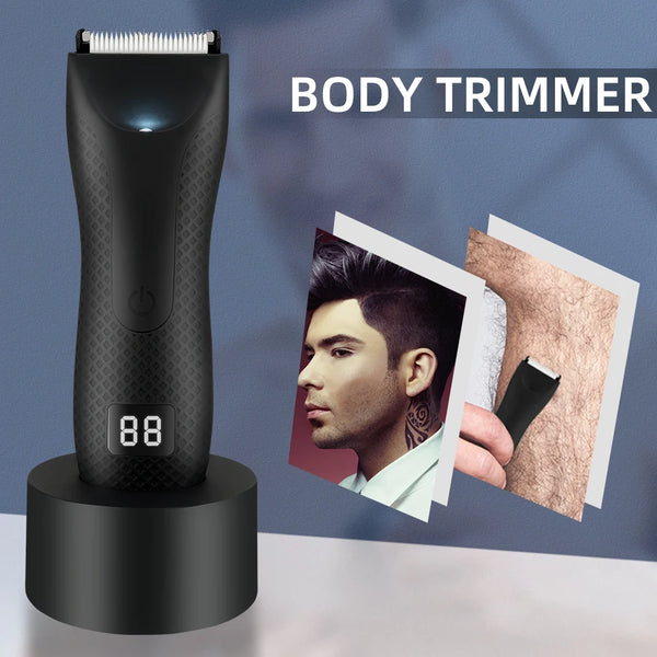 Men's Electric Groin Hair Trimmer Pubic Hair Trimmer Body Grooming Clipper for Men Bikini Epilator Rechargeable Shaver Razor